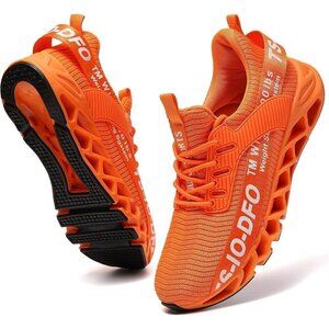 Men Orange Athletic Breathable Running Shoes Non-Slip Fashion Sneakers
